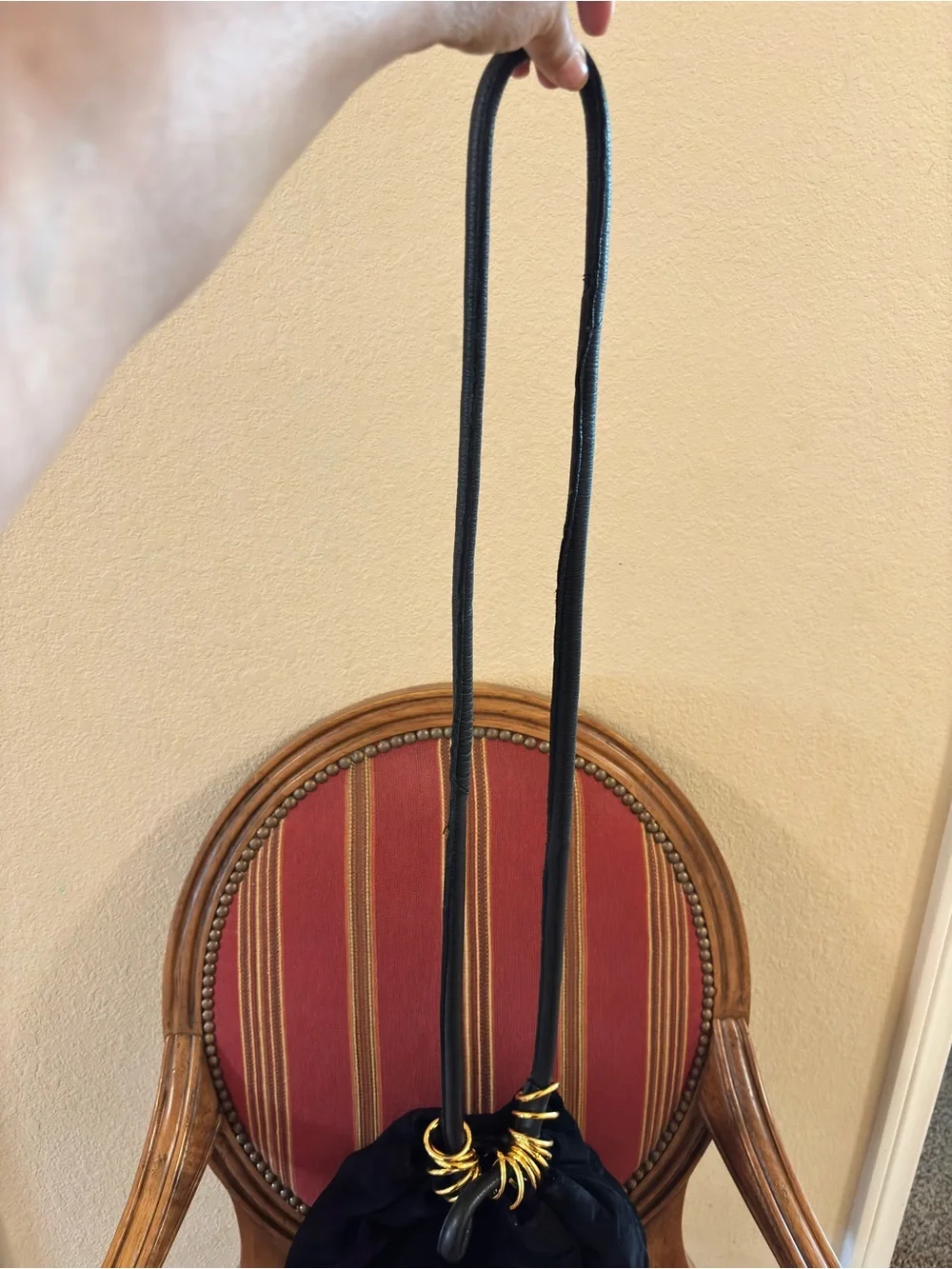 Saddle River Black Suede Leather Bucket Shoulder Bag Gold Hardware